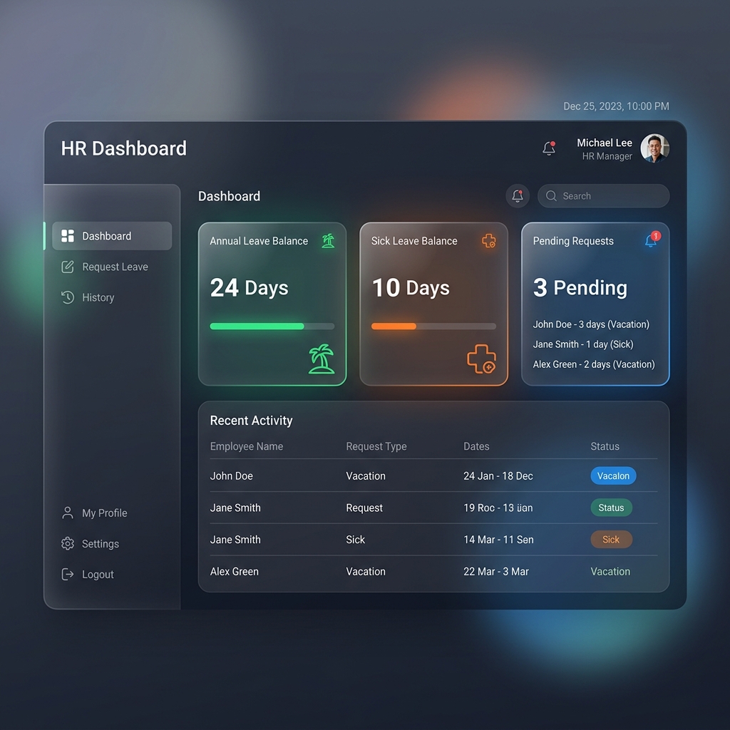 HR Management Dashboard Mockup